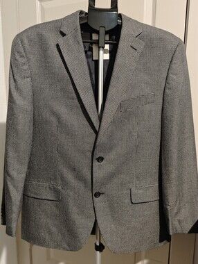 NWOT Michael Kors Gray Micro-Houndstooth Double-Button Casual Blazer Size 42S